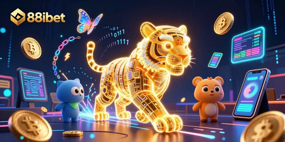 Explore the vibrant casino landscape with the 88ibet neon tiger and data butterflies.