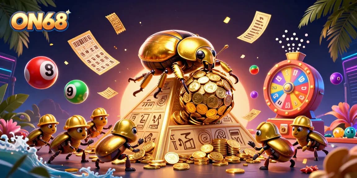Experience the thrill of gaming with ON68, featuring a dynamic golden beetle scene!