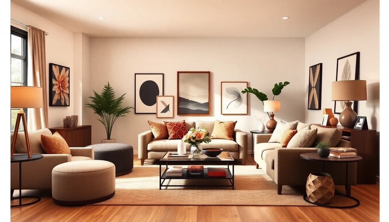 Showcasing furniture accessories supplier products in a stylish living room setup.