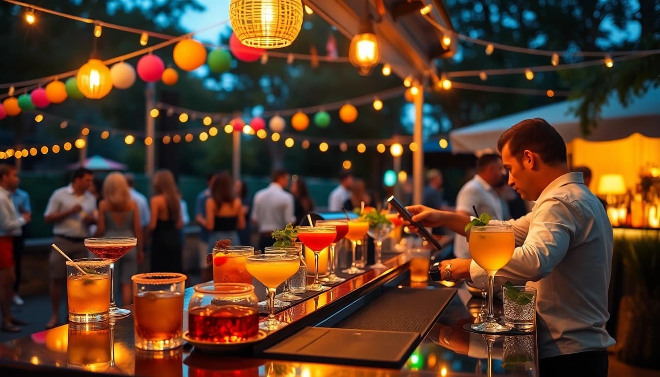 Engage with our mobile bar service offering vibrant cocktails at events.