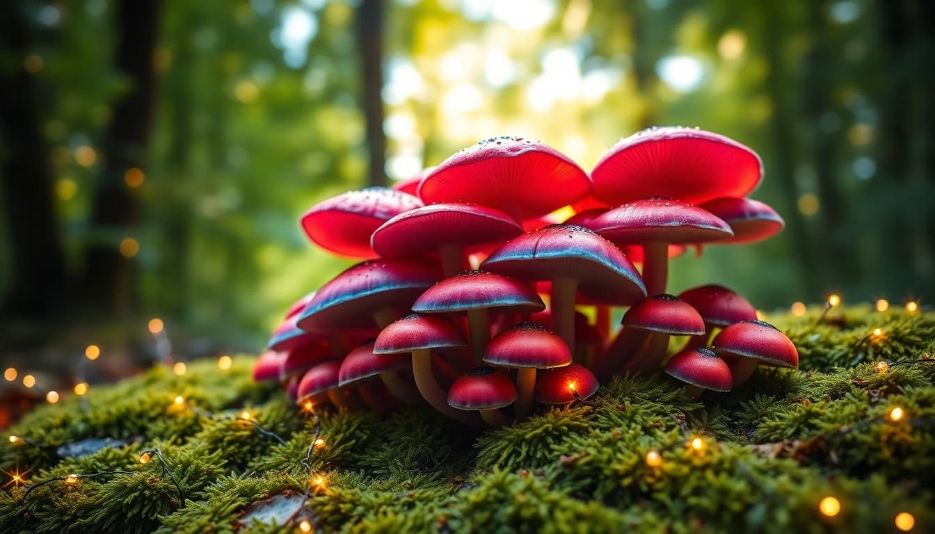 Explore the wonders of Magic Mushrooms Online Manchester with vibrant forest imagery featuring colorful fungi.