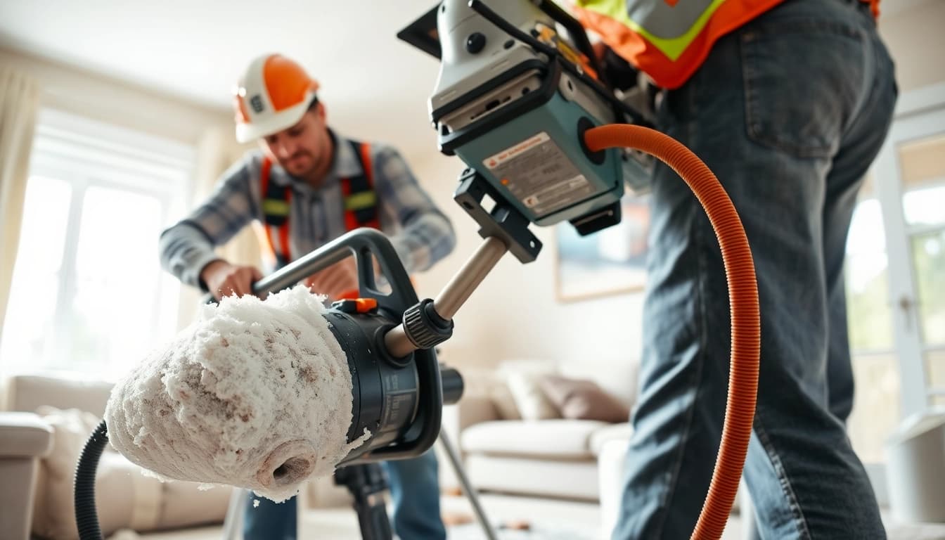Spray foam removal companies UK offer expert services demonstrated by a technician at work.