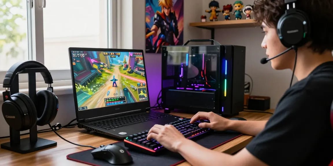 Explore rokok88 login in a dynamic gaming setup featuring a player immersed in an exciting game scene.