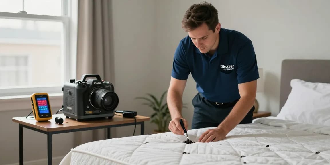 Effective bed bug control service in Milwaukee home with technician using heat treatment.