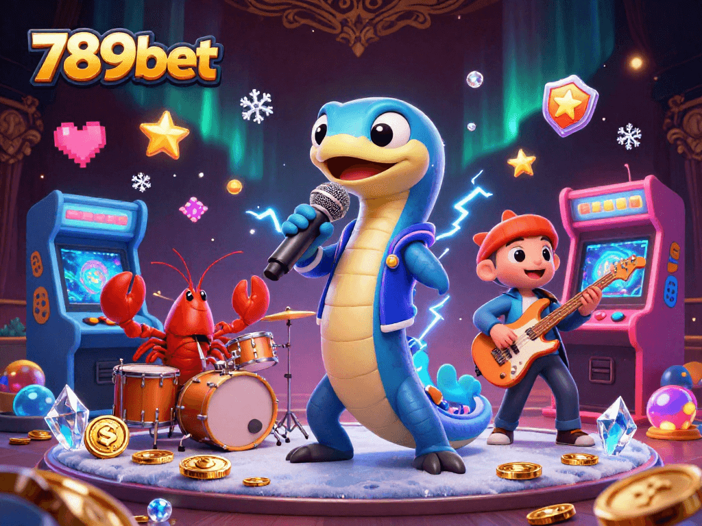 Experience thrilling gameplay at 789bet with an electric atmosphere and dynamic characters in a vibrant underwater casino.