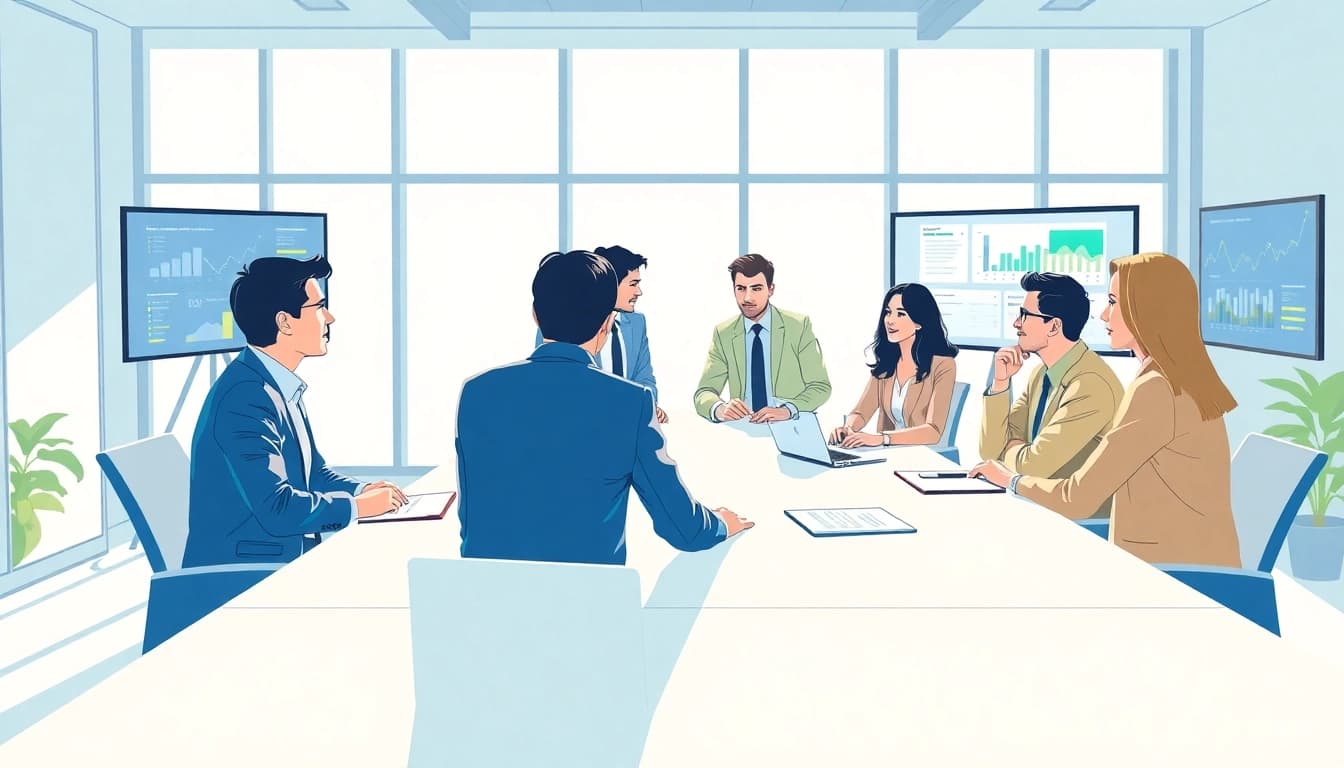 Engaging team working on federal and state contracts and grants in a modern office setting.