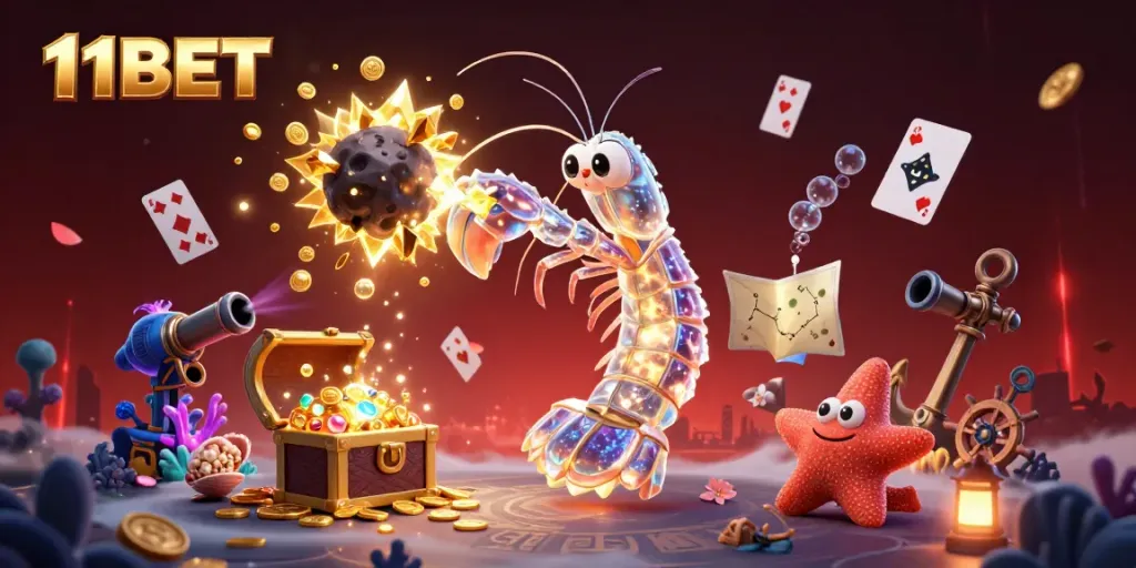 Experience winning thrills at 11BET with a vibrant 3D casino adventure scene featuring galactic characters.