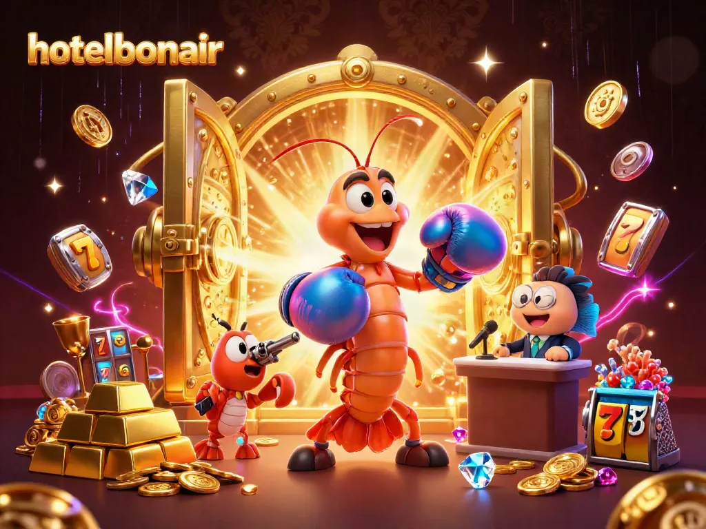 Engaging casino scene featuring hotelbonair-themed mantis shrimp and treasures illustrating vibrant casino excitement.