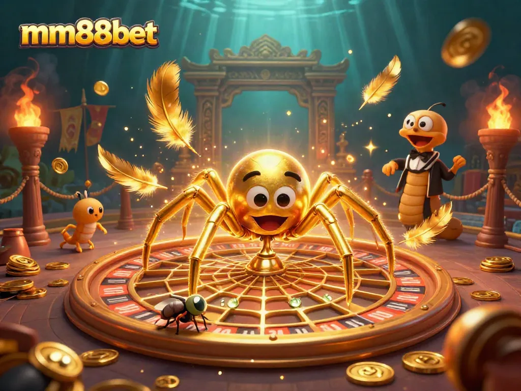 Experience thrilling betting action at mm88bet with a golden roulette wheel illustration.