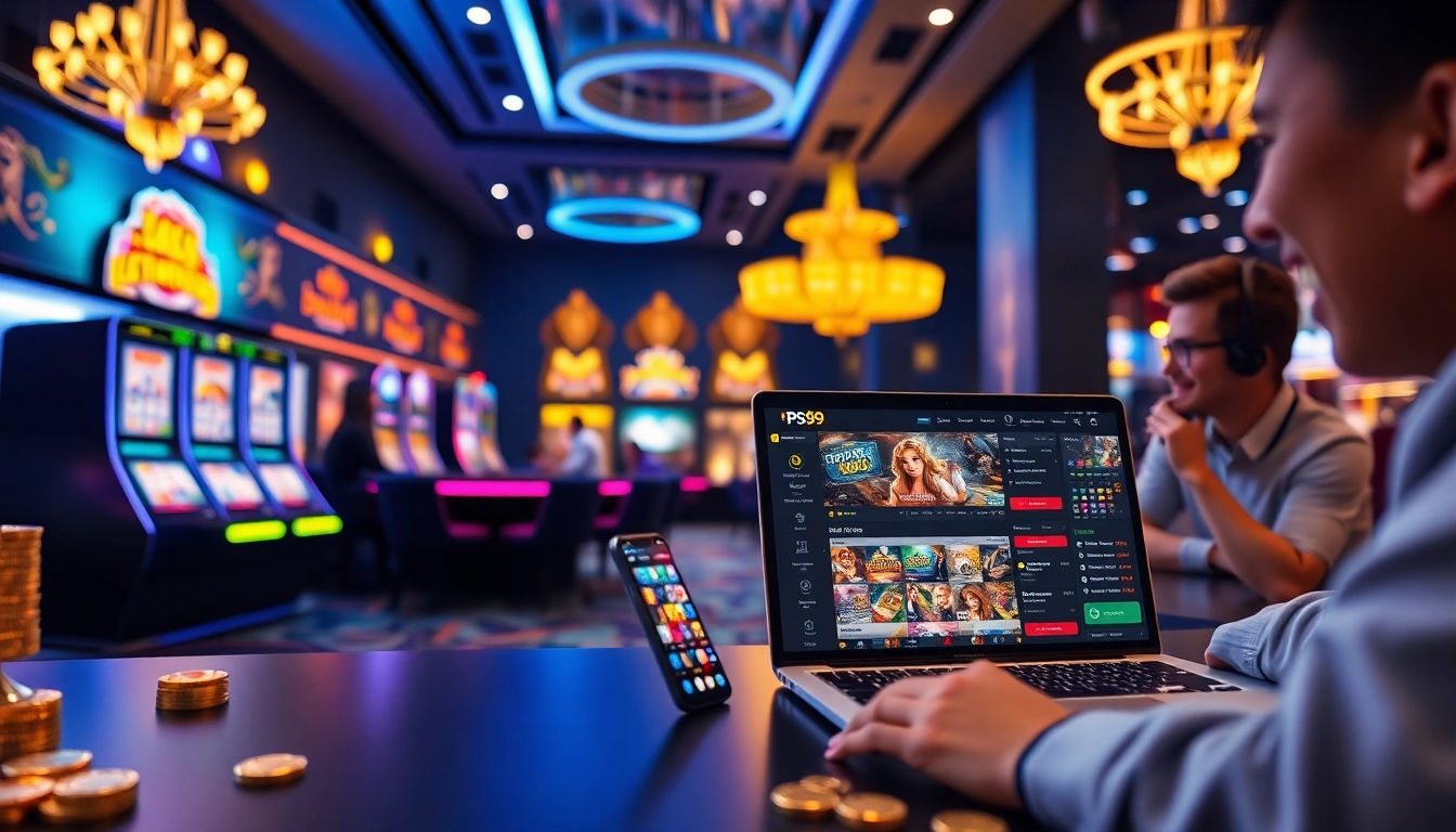Exciting online casino gaming experience showcasing link PS99 website on devices with modern interface.