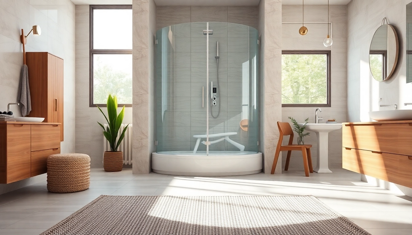 Entdecken Sie die sonni Duschkabine 90x90 in einem eleganten Badezimmer mit warmen Akzenten.