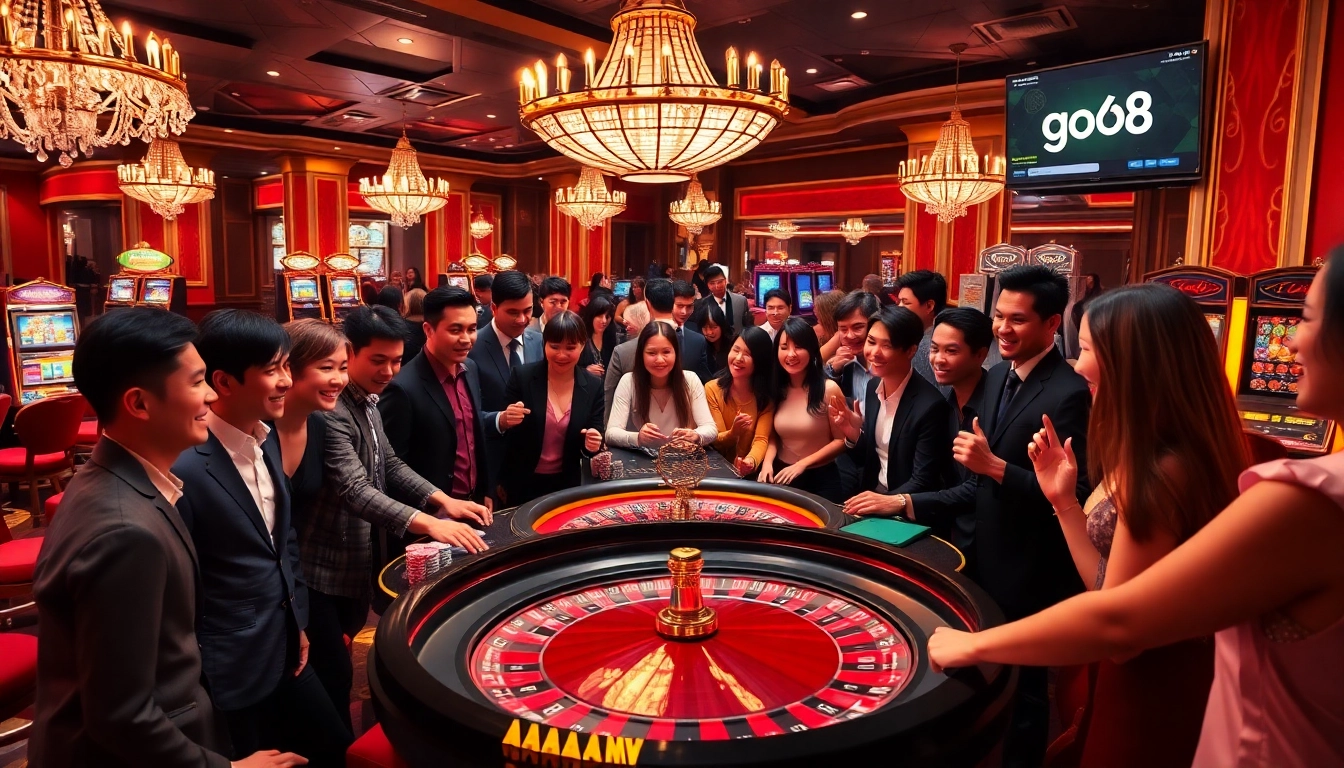 Engaging scene of a lively roulette game portraying go8 asia's vibrant casino ambiance.
