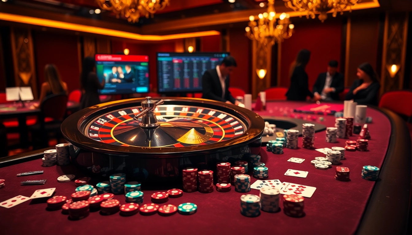 Engage in thrilling games at http://hbbet7.club/ with an exciting casino scene featuring roulette and cards.