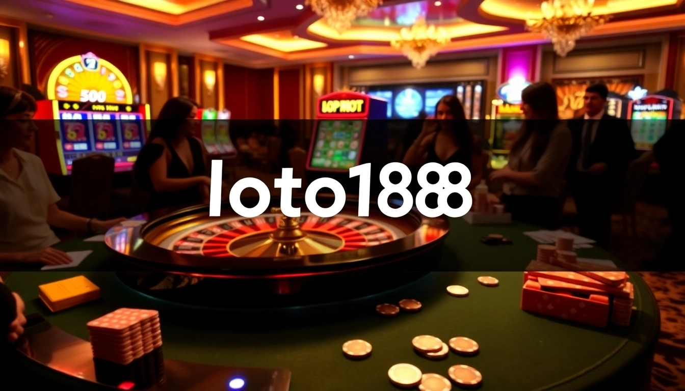 Experience thrill at loto188.gb.net with vibrant casino tables, chips, and lively gaming atmosphere.