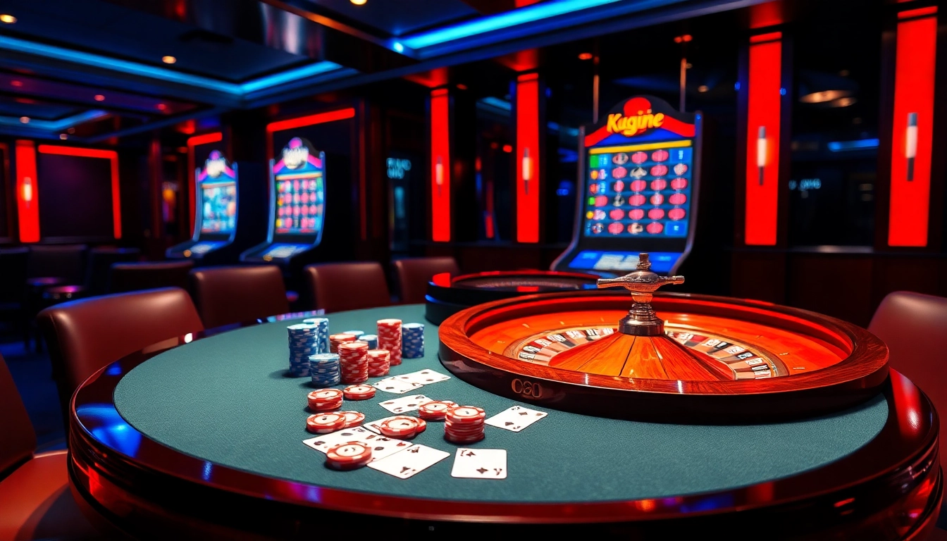 Immerse in the excitement of kuwin02 with vibrant casino chips and an elegant roulette wheel.