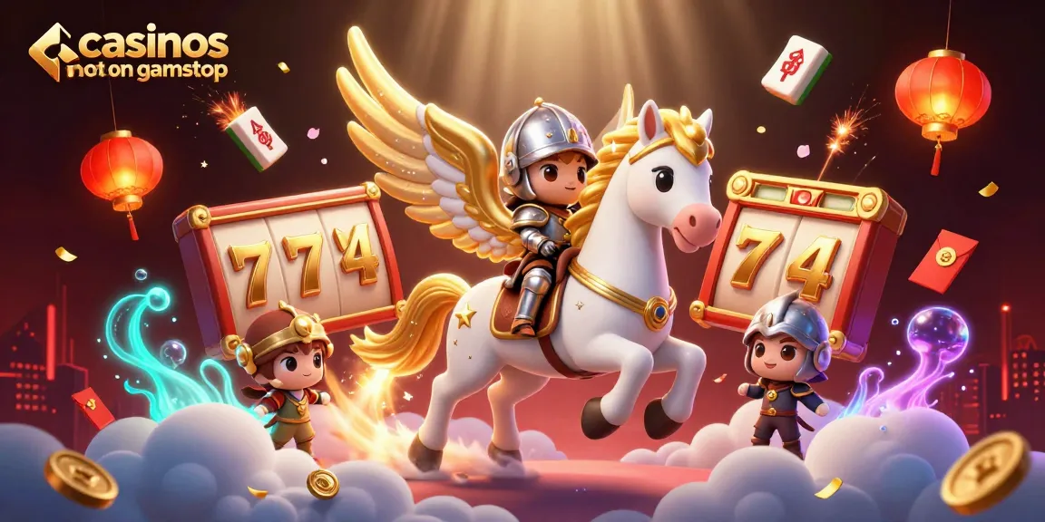 Engage with casinos not on gamstop featuring majestic horse and knight in a vibrant 3D scene.