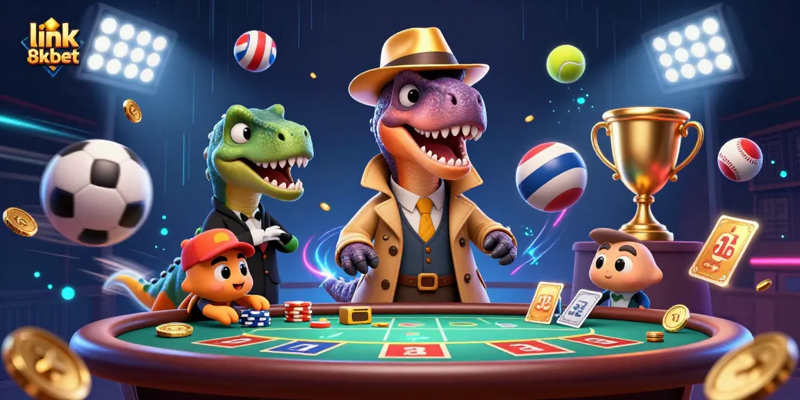 Experience exhilarating betting at link 8xbet with a vibrant 3D casino scene of unique characters.