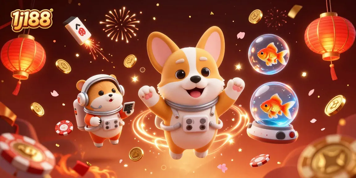 Engage in the excitement at 1j188 with a dynamic 3D casino scene full of vibrant game elements.