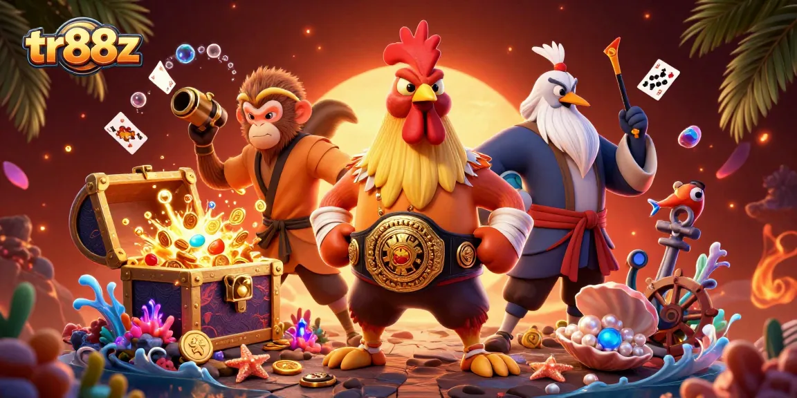 Experience exciting gameplay with TR88z characters in a dynamic 3D casino illustration.