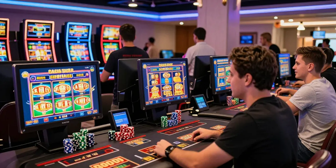 Dynamic gaming scene showcasing credit card casinos with vibrant players and digital interfaces.
