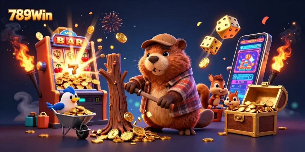 Experience thrilling wins at 789Win with a vibrant world of gaming, showcasing a dynamic 3D casino scene.